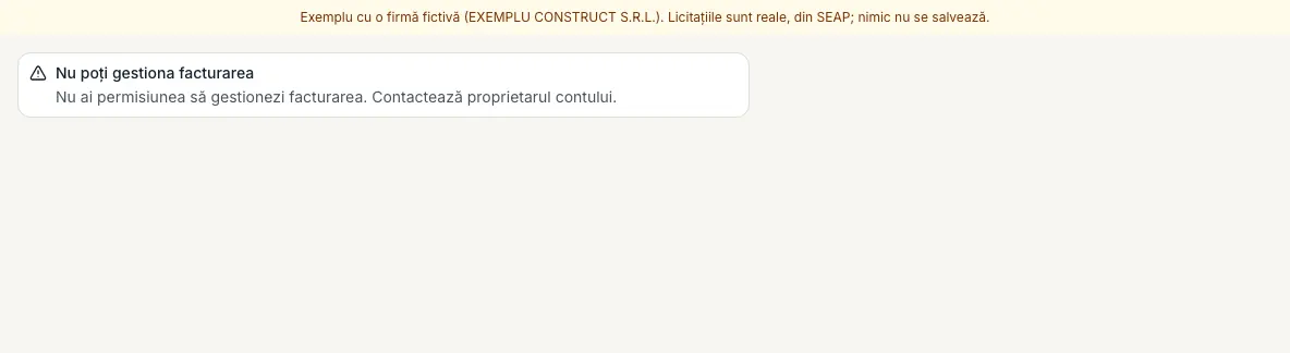 Ce vede un membru pe „Planuri și facturi”: mesajul „Nu poți gestiona facturarea”.